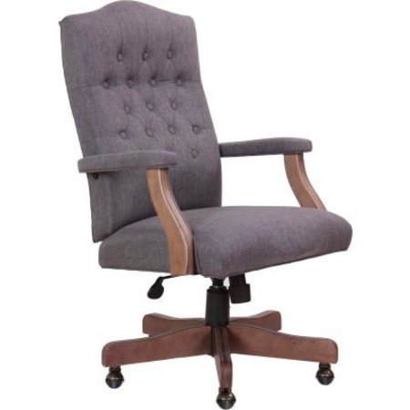BOSS OFFICE PRODUCTS Boss Classic Slate Gray Linen Chair w/ Driftwood Finish B905DW-SG